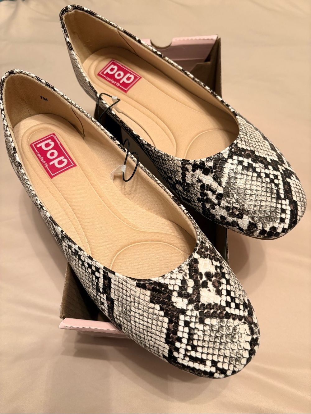 Pop Captive Faux Snakeskin Animal Print Ballet Flats Size 7 M NWT - Picture 4 of 8